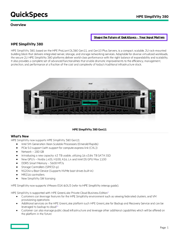 HPE SimpliVity 380 Gen10