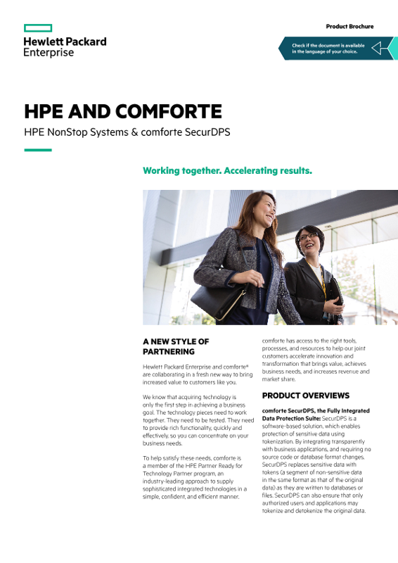HPE and comforte – HPE NonStop Systems & comforte SecurDPS product brochure thumbnail