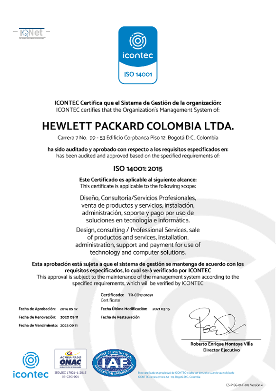 HPE Colombia: ISO 14001: 2015 thumbnail