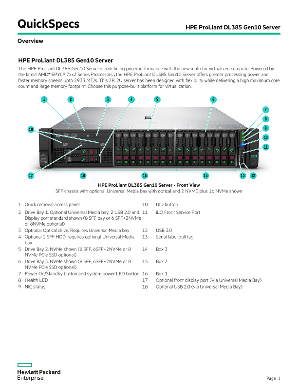 HPE ProLiant DL385 Gen10 Server thumbnail