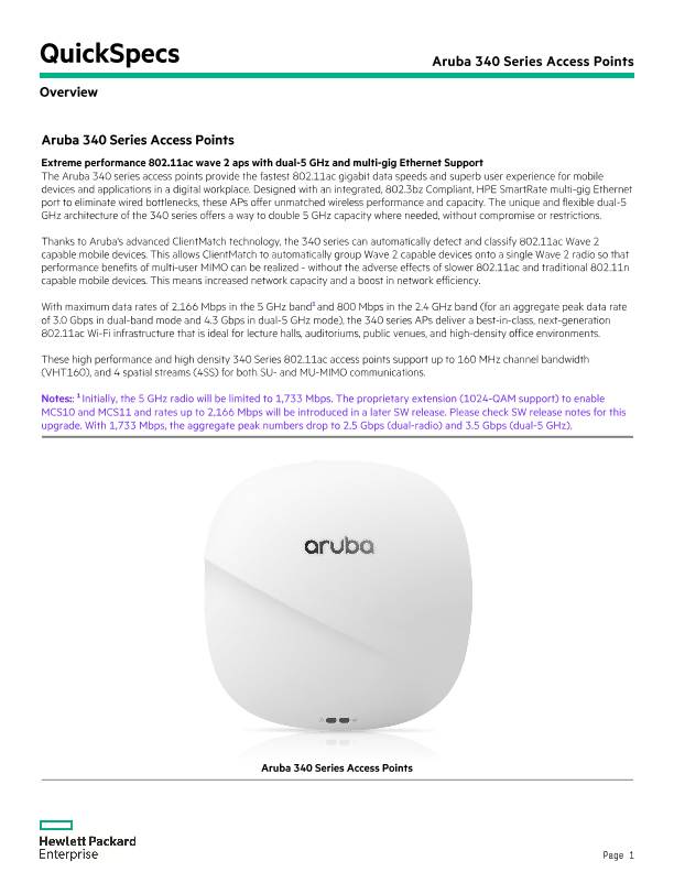 HPE Aruba Networking 340 Series Access Points thumbnail
