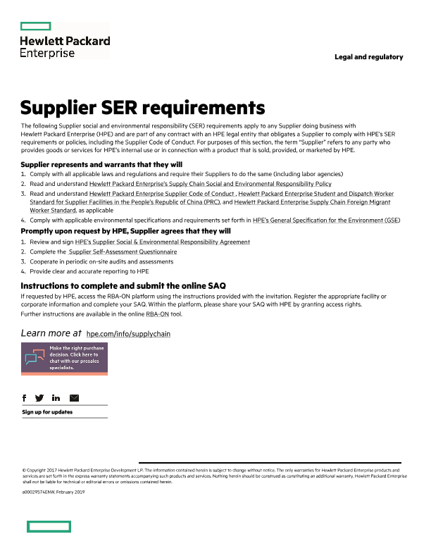 Supplier SER requirements legal and regulatory thumbnail