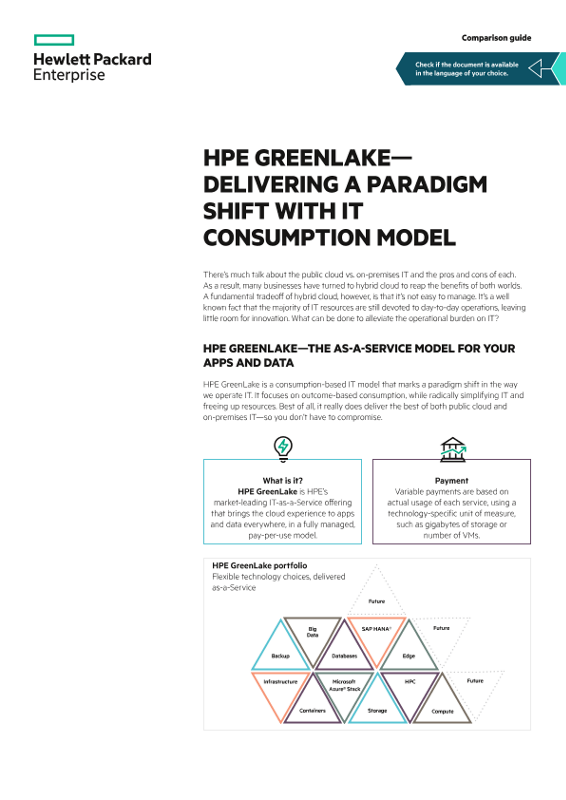 HPE GreenLake – Delivering a paradigm shift with IT consumption model comparison guide thumbnail