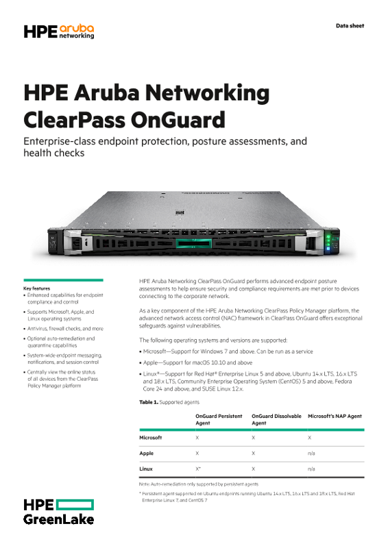 HPE Aruba Networking ClearPass OnGuard thumbnail