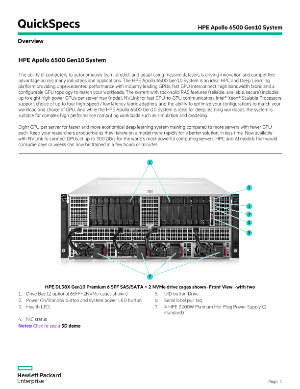 HPE Apollo 6500 Gen10 System