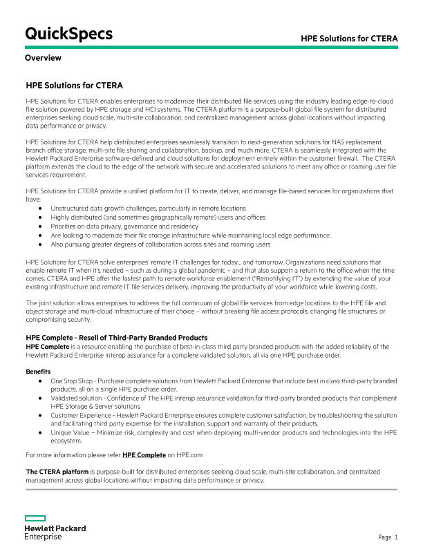 HPE Solutions for CTERA thumbnail