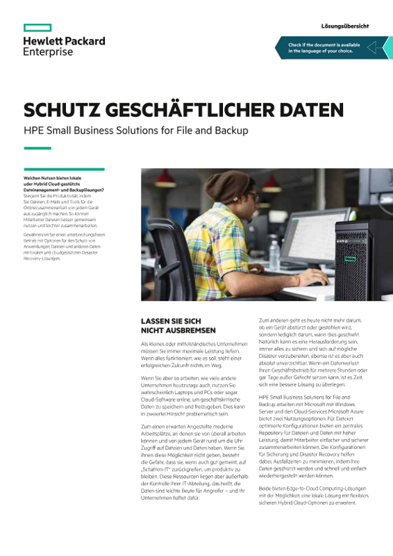 Schutz von Geschäftsdaten: HPE Small Business Solutions for File and Backup – Lösungsübersicht thumbnail
