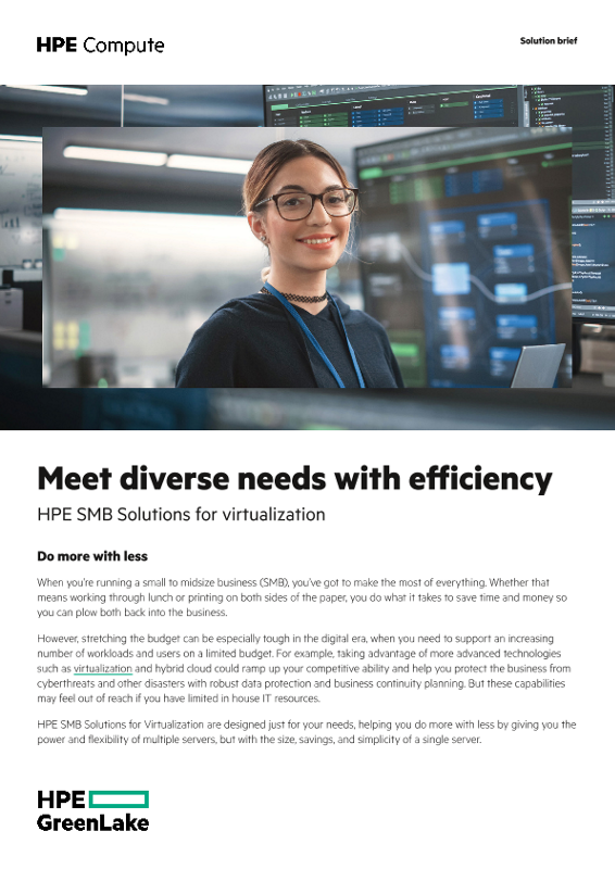Meet diverse needs with efficiency – HPE Solutions for Virtualization solution brief thumbnail