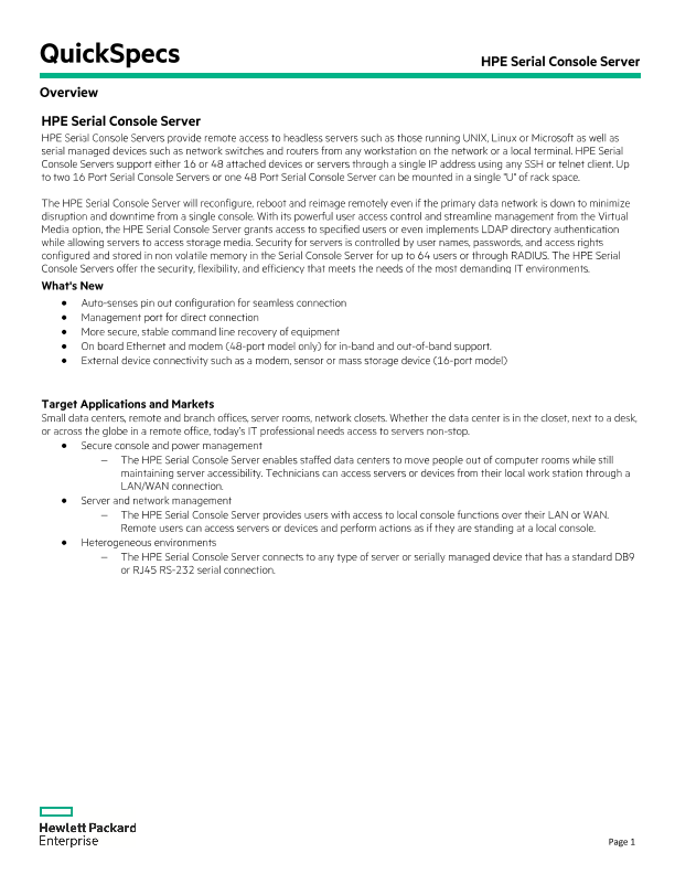 HPE Serial Console Switch thumbnail