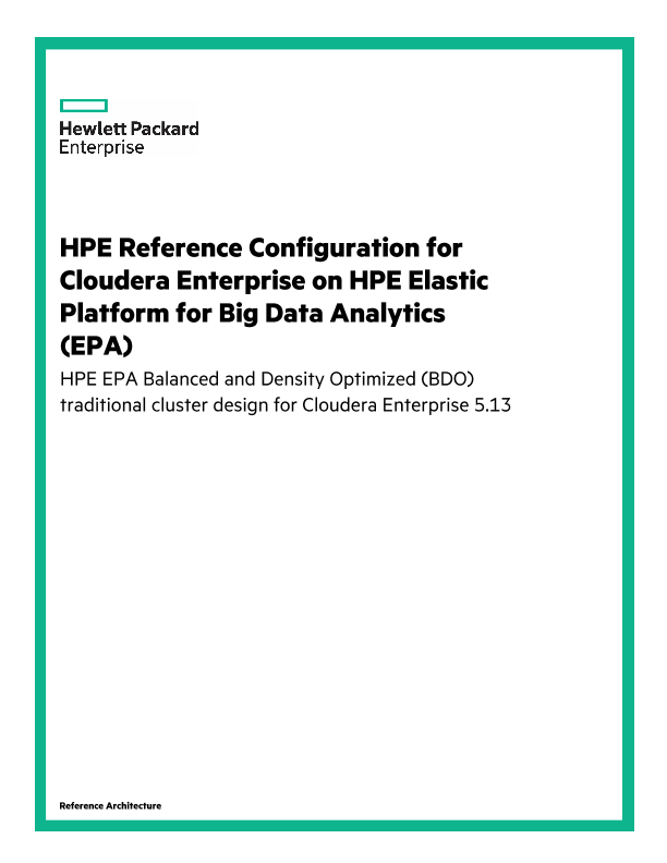 HPE Reference Configuration for Cloudera Enterprise on HPE Elastic Platform for Big Data Analytics (EPA) thumbnail