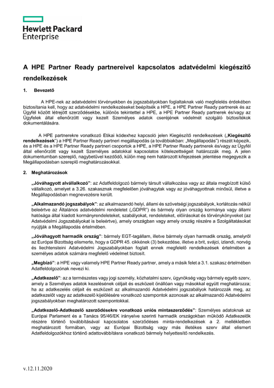 HPE Partner Ready Partner Privacy and Data Protection Addendum thumbnail