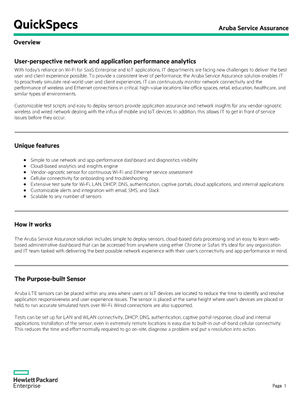 HPE Aruba Networking Service Assurance thumbnail