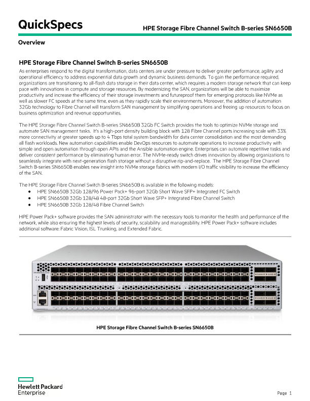 HPE B-series SN6650B Fibre Channel Switch thumbnail