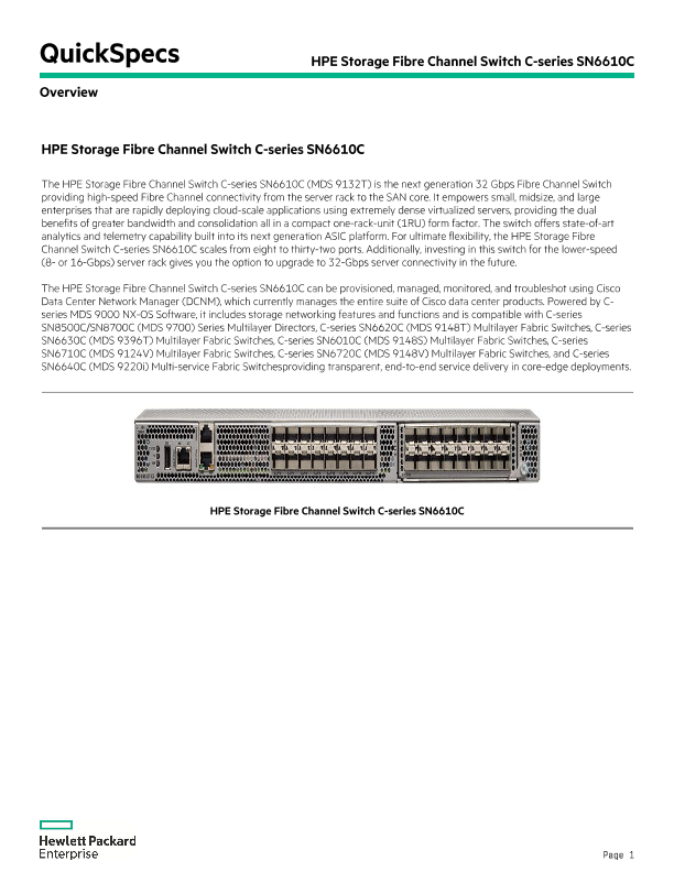 HPE C-series SN6610C Fibre Channel Switch thumbnail