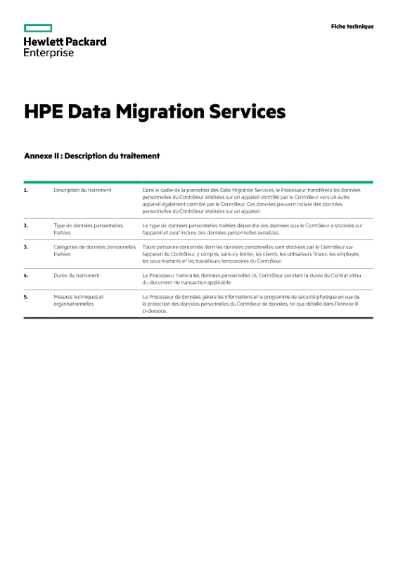 HPE Data Migration Services (“Services”) legal data sheet thumbnail