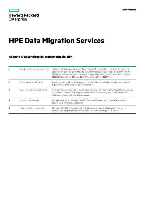 HPE Data Migration Services (“Services”) legal data sheet thumbnail