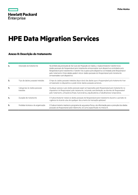 HPE Data Migration Services (“Services”) legal data sheet thumbnail