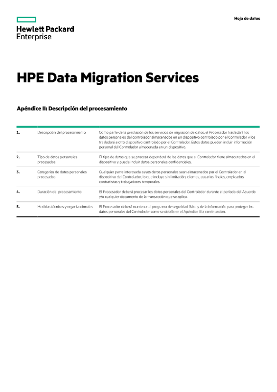 HPE Data Migration Services (“Services”) legal data sheet thumbnail