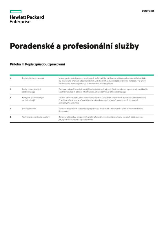 HPE Data Privacy and Security Agreement Schedule with HPE Support and Professional Services (“Services”) legal data sheet thumbnail
