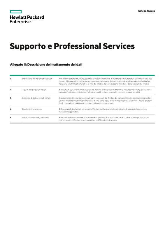 HPE Data Privacy and Security Agreement Schedule with HPE Support and Professional Services (“Services”) legal data sheet thumbnail