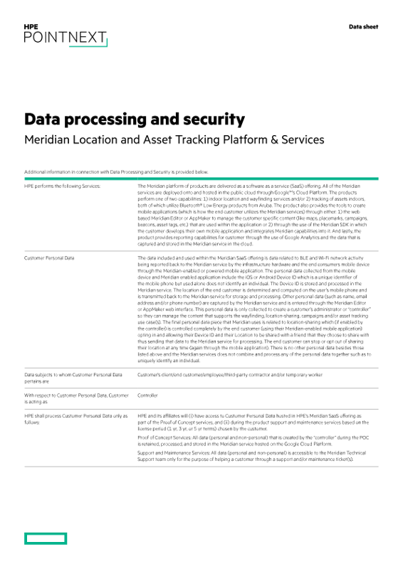 Meridian Location and Asset Tracking Platform & Services data processing and security data sheet thumbnail