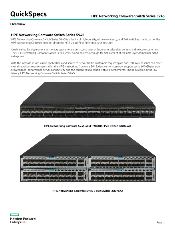 HPE Networking Comware Switch Series 5945