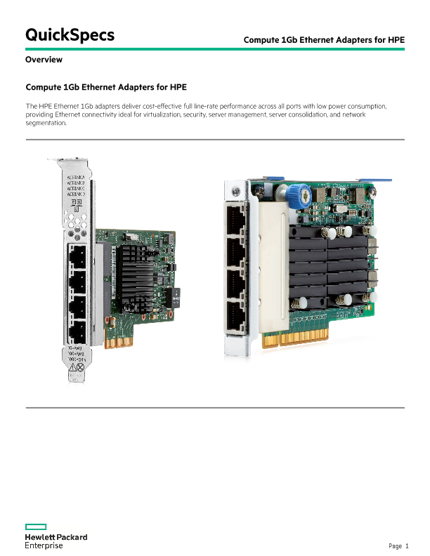 Compute 1Gb Ethernet Adapters for HPE QuickSpecs thumbnail