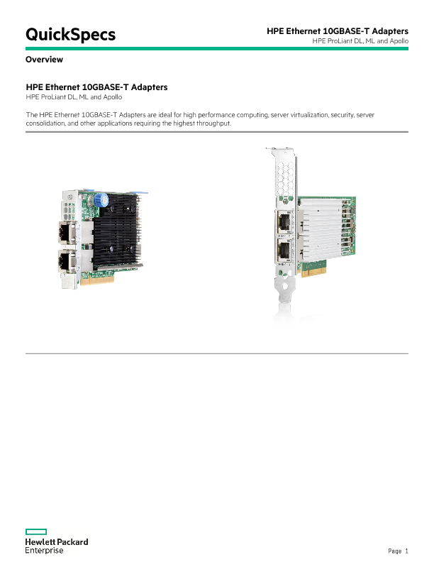 HPE Ethernet 10GBASE-T Adapters thumbnail