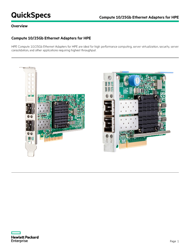 HPE Ethernet 10/25Gb Adapters