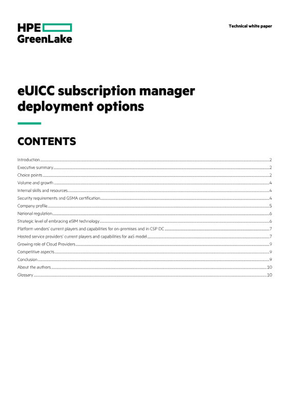 EUICC Subscription Manager Deployment Options Technical White Paper