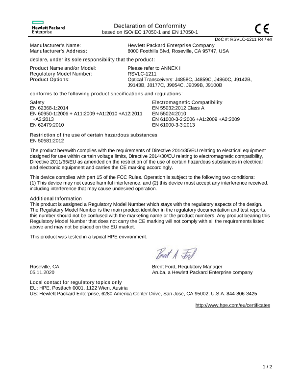 HPE Aruba Networking 2530 8G Switch #EUDoC RSVLC-1211 thumbnail