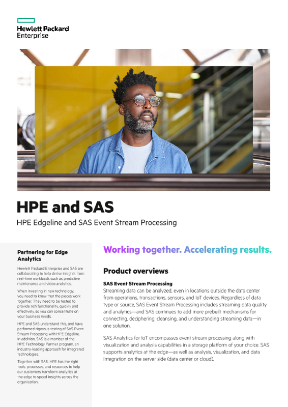 HPE and SAS – HPE Edgeline & SAS Event Stream Processing product brochure thumbnail