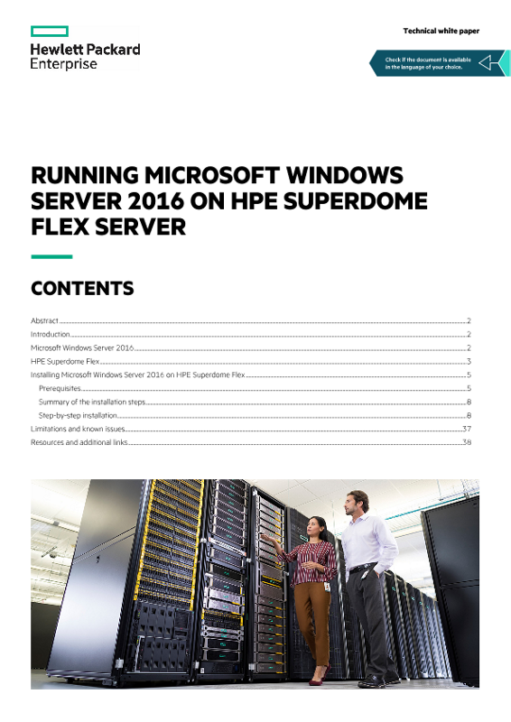 Running Microsoft Windows Server on HPE Superdome Flex Server technical white paper thumbnail