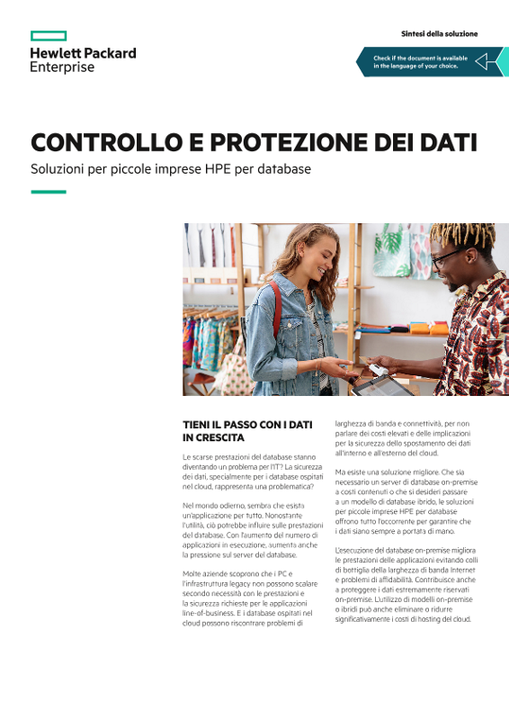 Controllo e protezione dei dati: soluzioni per piccole imprese HPE per database - Sintesi della soluzione thumbnail