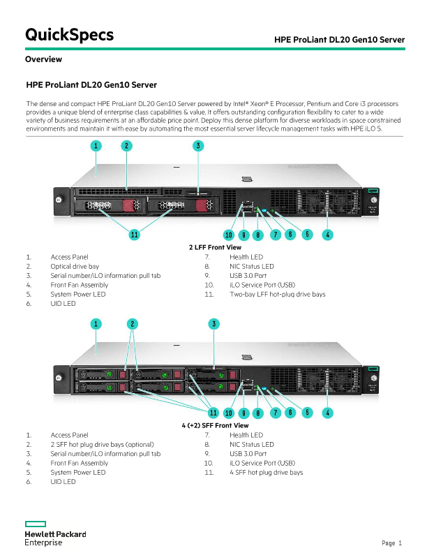 HPE ProLiant DL20 Gen10 Server thumbnail
