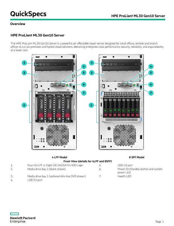 HPE ProLiant ML30 Gen10 Server thumbnail