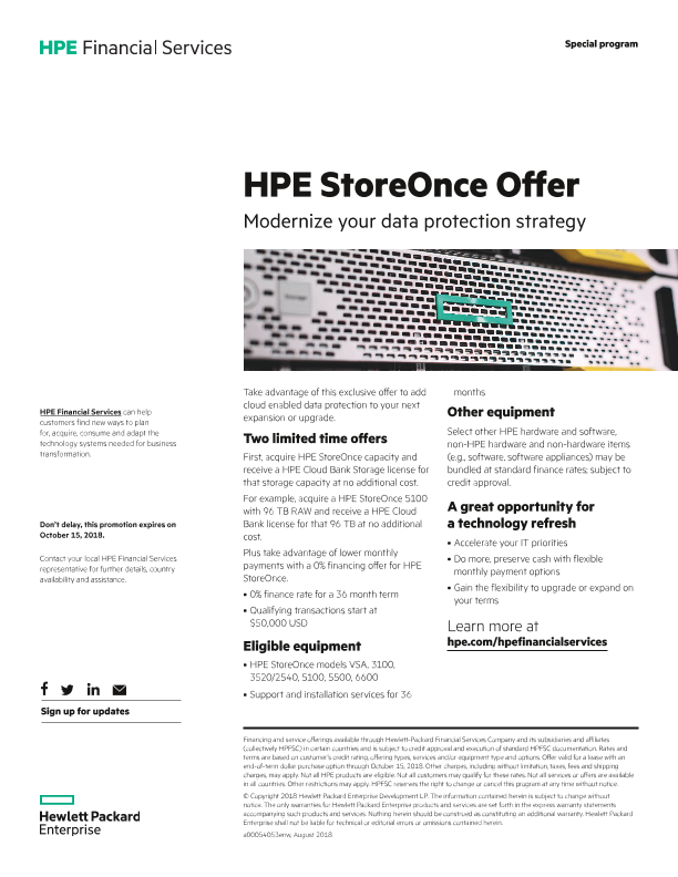 HPE StoreOnce Offer flyer WW version thumbnail