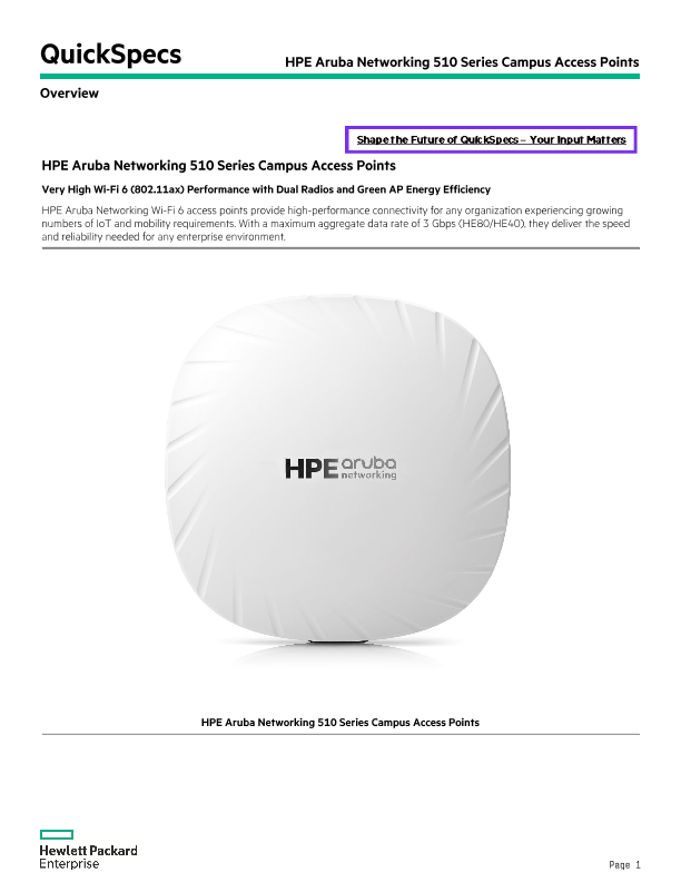 HPE Aruba Networking 510 Series Campus Access Points
