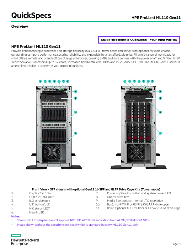 HPE ProLiant ML110 Gen11 thumbnail