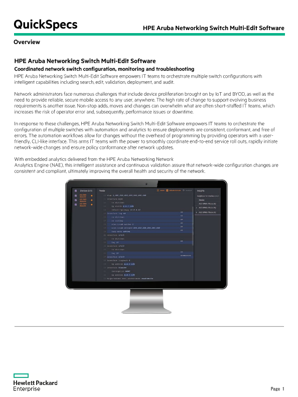 HPE Aruba Networking Switch Multi-Edit Software thumbnail