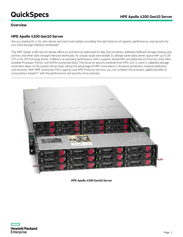 HPE Apollo 4200 Gen10 Server thumbnail