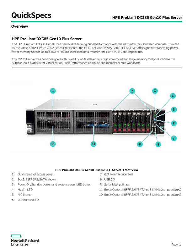 HPE ProLiant DX385 Gen10 Plus Server thumbnail