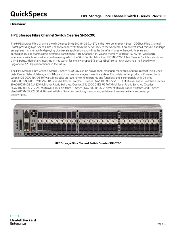 HPE C-series SN6620C Fibre Channel Switch thumbnail
