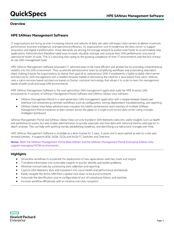 HPE SANnav Management Software thumbnail