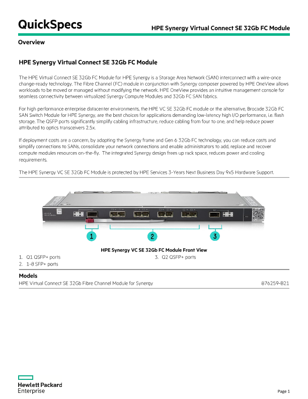 HPE Synergy Virtual Connect SE 32Gb FC Module thumbnail