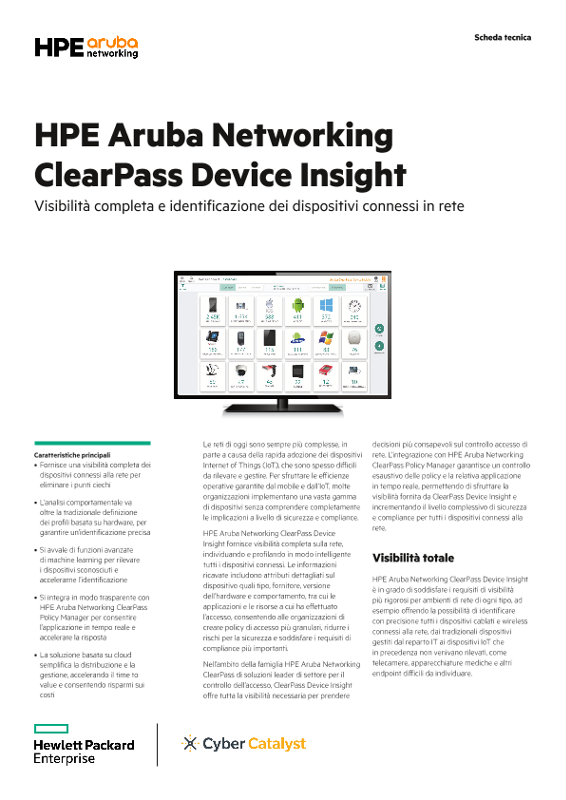 HPE Aruba Networking ClearPass Device Insight - Scheda tecnica thumbnail