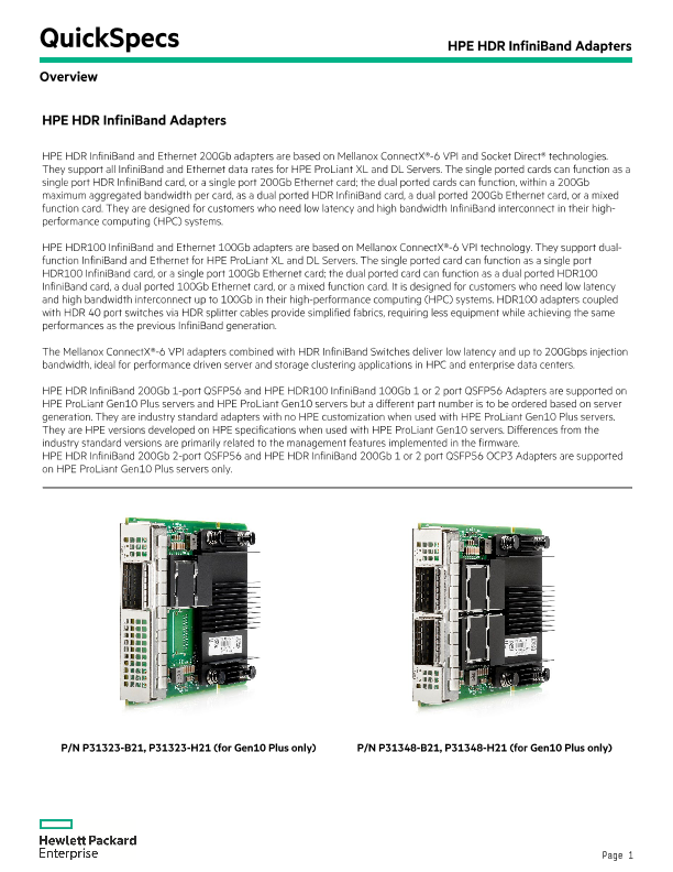 HPE HDR InfiniBand Adapters thumbnail