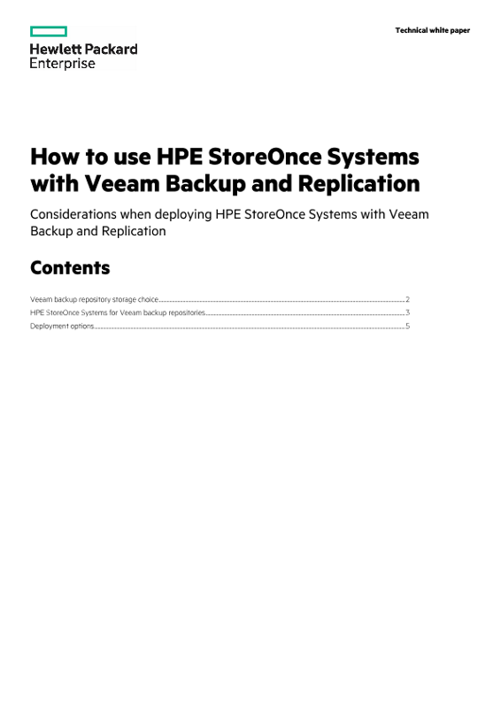Guidance of the use of HPE StoreOnce Systems with Veeam Backup & Replication technical white paper thumbnail