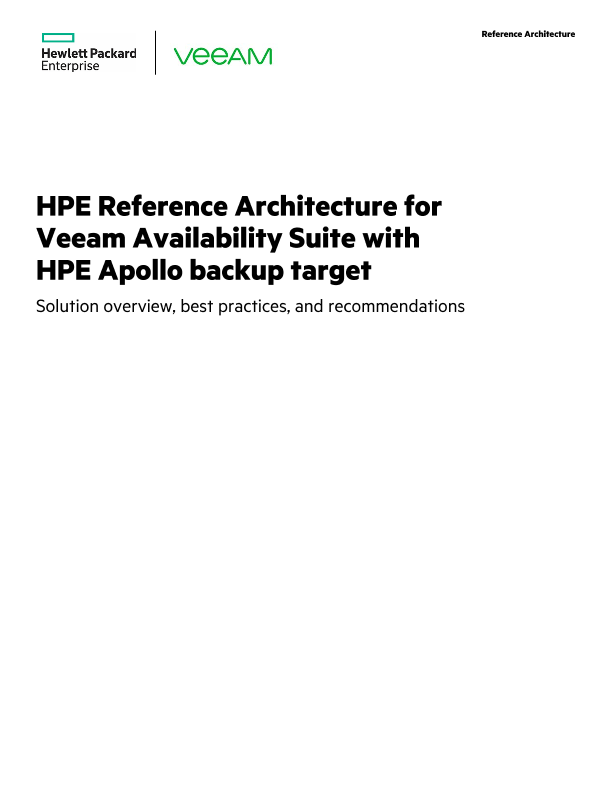 HPE Reference Architecture for Veeam Availability Suite with HPE Apollo backup target thumbnail
