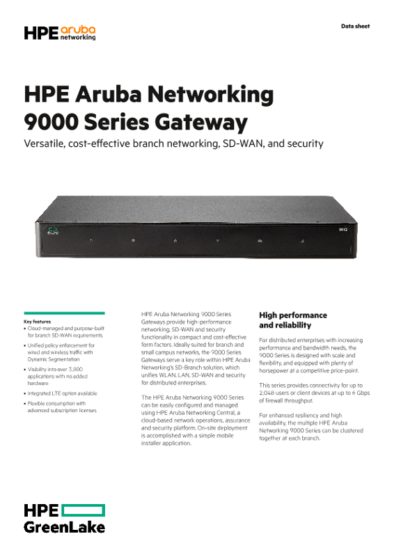 Aruba 9000 Gateway Data Sheet